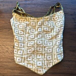 princess polly green and white corset top size 4